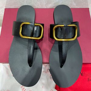 V tongs marque pantoufles femmes été en cuir grandes pantoufles sandales de plage