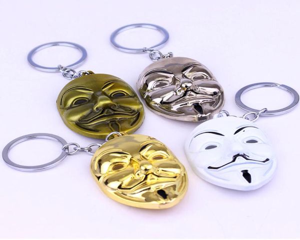 V pour vendetta Chain Chain Femmes hommes Pendant Masque Keychain Key Ring Movie Ring Holder Souvenir Cadeaux 4Styles GGA26528284415