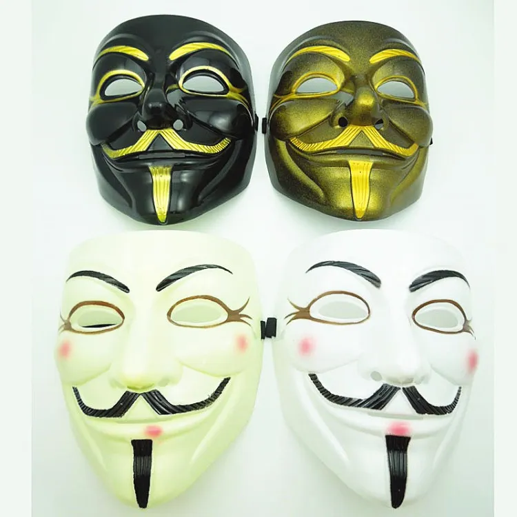 V Pour Vendetta Masque Masque Blanc Noir Jaune Avec Eyeliner Narine