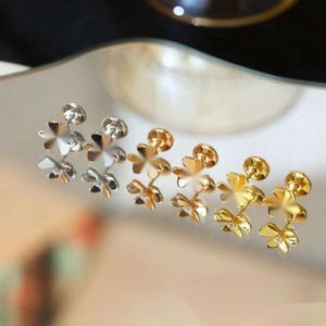 V Gold High Edition Fanjia voor dames nieuwe diamanten set Klaver met Advanced Sense Lucky Grass-oorbellen