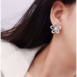 Fanjia – boucles d'oreilles van à grande fleur plaquées épaisses, Version haute, pleines de pétales de diamant, bijoux cleef