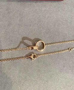V Goud luxe kwaliteit dubbele ring connect hanger ketting in rose plated voor vrouwen bruiloft sieraden cadeau hebben stempel PS47878458765