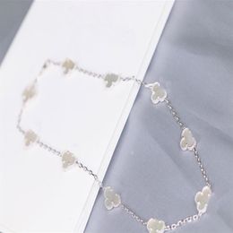 V matériel en or excellente qualité cinq fleurs charme bracelet punk bracelet avec malachite coquille blanche agate pour femmes collier jewe186H