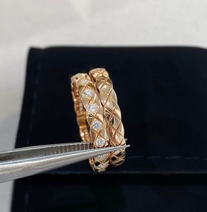 V Gouden materiaal luxe kwaliteit charme band ring met diamant in twee kleuren vergulde hebben postzegelbox dunne designer sieraden ps3757b