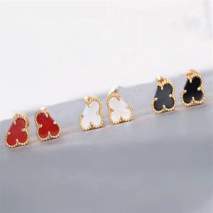 V matériel en or charme de qualité de luxe mini boucle d'oreille avec pierre de coquille naturelle pour les femmes cadeau de bijoux de fiançailles ont une boîte de timbre PS262q