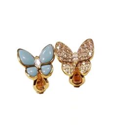 V Gouden materiaal luxe kwaliteit clip oorrang met alle diamant vlindervorm voor vrouwen en vriendin verloving sieraden cadeau