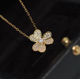 Collier punk pour femmes, matériau en or V, ne se décolore pas, ne change pas de couleur, fleur avec diamant, bijoux de mariage, cadeau PS34403108405