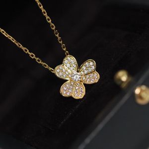 V goud materiaal geen vervaging geen kleurverandering bloem met diamant vrouwen punk ketting bruiloft sieraden cadeau PS3440310D