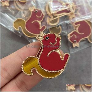 V Gold Plated Mijin Squirrel Animal Breast Needle Vanly Cleefly Lucky Children Series Cnc High Edition Network Red Drop Delivery Dhal0
