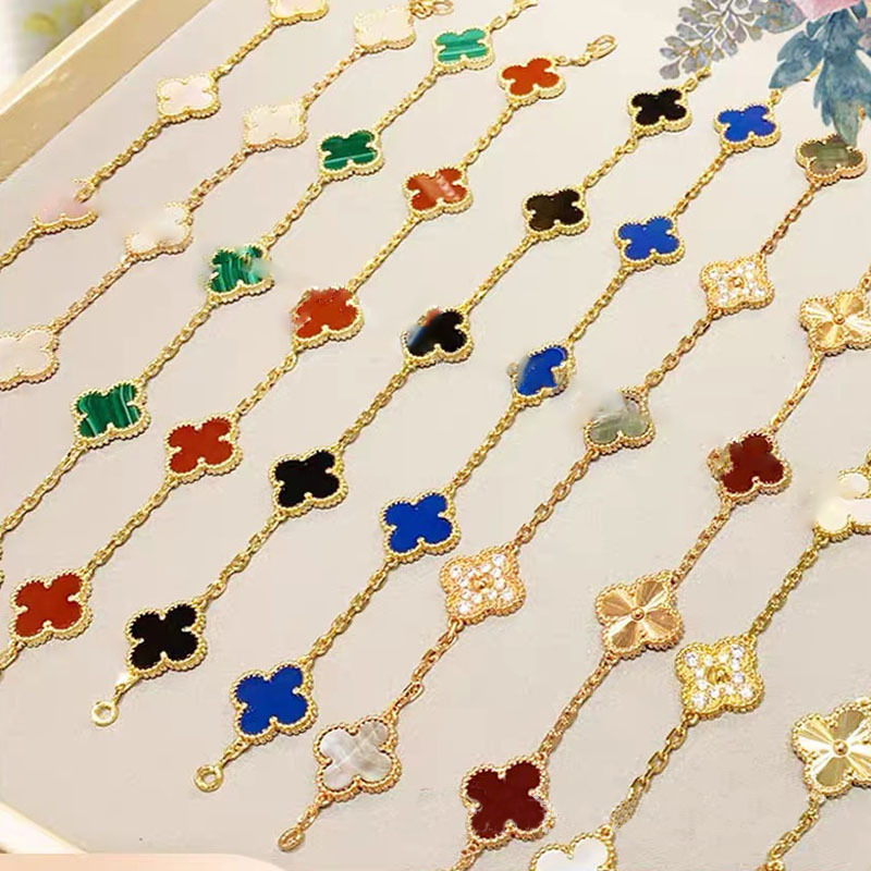 V Gold Thick Plated Four Leaf clover Five Flower Bracelet for Women's Lucky clover Rose Gold Light Luxury and Unique Design