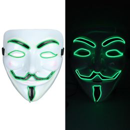 V Máscara Resplandeciente Led Rave Juguete Luz Fría Halloween Horror Maquillaje Tema Freak Máscara Cara Mascarada Fiesta