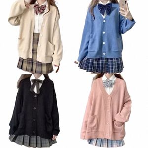 Cardigan à col en V Japon Étudiant 5 Printemps Style Automne École Pull Cott Couleur College Girls Uniforme Cosplay Tricoté l7wF #