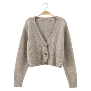 V Neck bijgesneden vest vrouwen vrouwen lange mouw twist break trui lagen herfst winter houd het warme Koreaanse modejack Cardigan