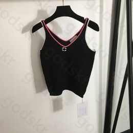 V Neck Jacquard Knit Vest Women New Fashion Sling Tickes de tanques delgados de verano Copias de resumen de espalda de verano
