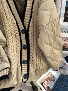 Veste de parka causale en tricot en V