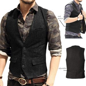 V-hals Heren Pak Vesten Mode Formeel Slim Fit Business Casual Visgraat Vest Bruidsjonkers Voor Bruiloft