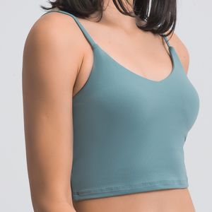 V-nek gevoerde yoga tank vest elastische slanke eenvoudige buitenste slijtage running sport bh gym kleding vrouwen ondergoed vrouwelijke crop top