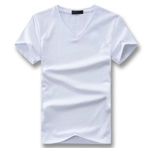 V-hals Polyester Mannen T-shirts T-shirts Camiseta Masculina Mannelijke Casual Mode Slank Gepaste Zomer Korte Mouwen V-hals T-shirts Hombre Trend