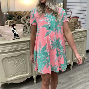 V Cou Imprimer À Manches Courtes Mini Robe Femmes Casual Lâche Streetwear Plus Taille Robes De Fête De Plage Robes Verano Mujer 210608