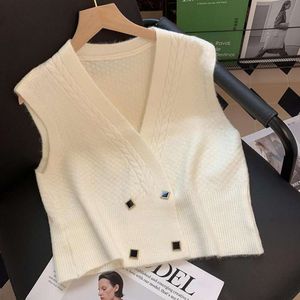 Gilet tricoté de couleur Pure pour femmes, col en V, vêtements d'extérieur, Cardigan à manches coréennes, tendance