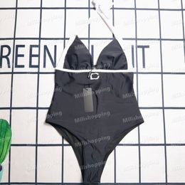 V Nek zwemkleding gesplitst bikini letter afdruk zwempak één stuk zomer strandkleding vrouwen push -up bad suit