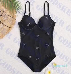 Traje de baño con cuello en V para mujer Bikini con letras para mujer trajes de baño acolchado Push Up traje de baño para mujer 991