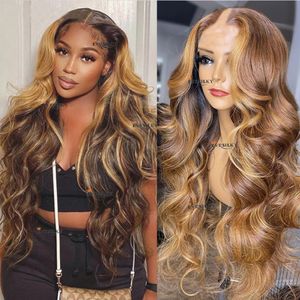 V Part Perruques 100% Cheveux Humains Vierges Sans Colle Ombre Blondes Dorées Ondulées Forme U Complète 250 Densité Avec Sangles Peignes 30 pouces Highlight Blonde Marron