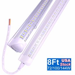 Accesorio de luces de tubos de 8 pies integrados en forma de V, tubo de luz LED, funciona sin balasto T8, para garaje, almacén, cubierta transparente OEMLED