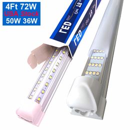 Lampe tube LED en forme de V 100W 144W T8 220V Ampoules 110V 10000lm 15000lm 14400lm Blanc froid 6500K SMD2835 768Leds Super Bright Led Fluorescents USASTAR