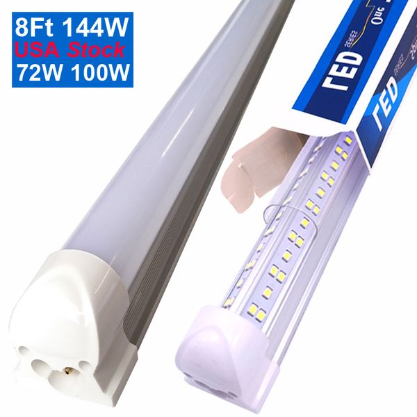 Lámpara de tubo LED en forma de V 100W 144W T8 220V Bombillas 110V 10000lm 15000lm 14400lm Blanco frío 6500K SMD2835 768Leds Luces fluorescentes LED súper brillantes Crestech