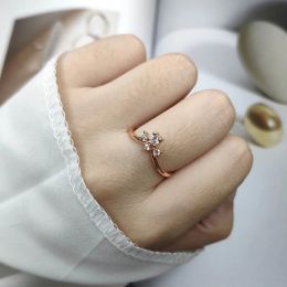 V Vorm Ringen Voor Vrouwen Eenvoudige Unieke Kleine Zirkoon 3 Kleur Dagelijks Verjaardagscadeautjes Vinger 14k Gouden Ring Mode-sieraden 913
