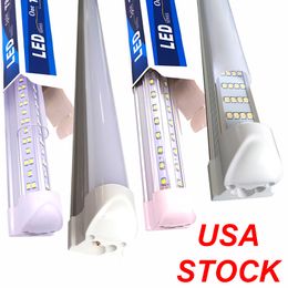 En forma de V 2 3 4 8 pies Tubo de luz LED T8 Tubos LED integrados Lados dobles SMD2835 Luces fluorescentes LED AC85-265V EE. UU. Stock