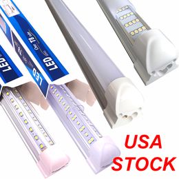 V-vormige 2 3 4 8ft LED-buislicht T8 Geïntegreerde LED-buizen Dubbele zijden SMD2835 LED-fluorescentielampen AC85-265V USA Stock Crestech168