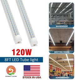 V-vormige 2ft 3ft 4ft 5ft 6ft 8ft koeler deur led buizen T8 geïntegreerde LED-buizen 3 rij 120W LED-verlichting 85-265V voorraad in ons