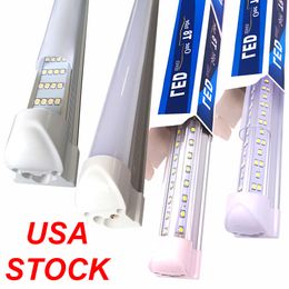 V-vormige 2ft 3ft 4ft 5ft 6ft 8ft koelere deur LED-buizen T8 Geïntegreerde dubbele zijden LED-lichten 85-265V Bouillon in Amerikaanse fluorescentielamp vervangen Garage Workshops Crestech