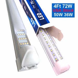 V -vormige 2ft 3ft 4ft 5ft 6ft 8ft LED -buizen 18 - 144W T8 Geïntegreerde LED -buis LED -lampen Fixature Stock in USA CRESTECH