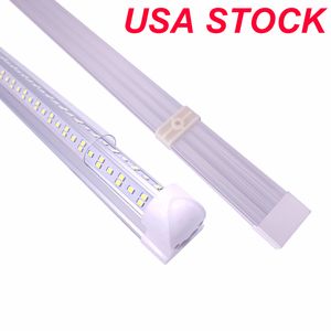 25 PCS, 8Ft LED Shop Lights, 8 pieds Refroidisseur Porte Congélateur Tube Luminaire, 2 rangées 100W 10000 lm, V Forme Tubes Fluorescents Couvercle Transparent Linkable AC85-265V 14400LM