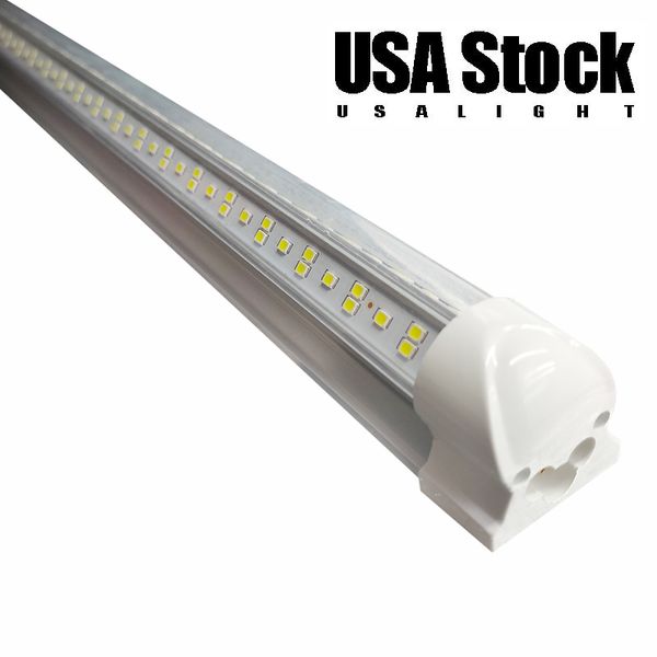 Tubes LED pour porte de refroidissement en forme de V de 2 pieds, 4 pieds, 6 pieds, 8 pieds, T8, lumières de magasin intégrées, 144W, V-Shanpd, 4, 6 rangées, luminaire, stock de lumière connectable à Los Angeles USALIGHT