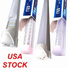 Tube à LED T8 intégré en forme de V 2 4 5 6 Lampe fluorescente à LED de 8 pieds 144W 8ft 6 rangées Tubes de lumière LED LED Shop Light Crestech