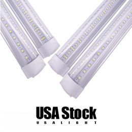 Tubo LED T8 integrado en forma de V 2400MM 4 5 6 8 pies Lámpara fluorescente 8 pies 4 pies Tubos de luz Refrigerador Iluminación de la puerta AC85-265V 15000LM EE. UU. STOCK usalight