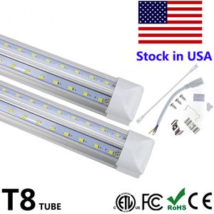 Tube LED T8 intégré en forme de V 2 4 5 6 8 pieds lampe fluorescente 120W 8ft 4 rangées Tubes lumineux éclairage de porte plus frais