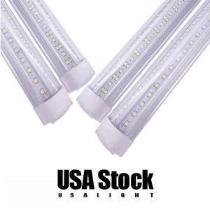 V-vormige integratie T8 LED-buis 2400mm 4 5 6 8 Ft Voeten Fluorescentielamp 8FT 4FT Lichtbuizen Koeler Deurverlichting AC85-265V 15000LM USA Stock Usalight