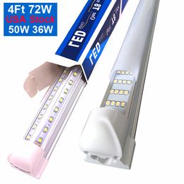 V -vormige geïntegreerde LED -buizen 4ft 5ft 6ft 8ft 8 voet 72 inch bubs T8 buislichten dubbele zijden koelere deur vriezer winkelverlichting oemled