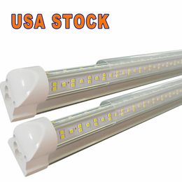 V-vormige geïntegreerde LED-buizen Licht 4FT 5FT 6FT 8FT TUBE T8 36W 48W 56W 72W Dubbele Kanten Vorm Fluorescerende Verlichting 85V-275V 8 Foot Daytime Shops Lights