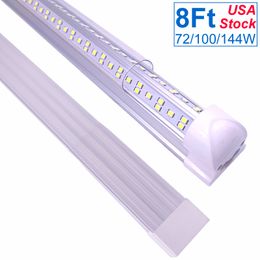 V-vormige geïntegreerde LED-buizen Licht 4FT 5FT 6FT 8FT BLIB LIGHTEN T8 72W 120W 144W Dubbele Sides Bollen Winkel Koeler Deurverlichting Kleefstof Buitenkant voor Muurplafond