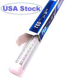 Luces de tubo LED en forma de V Bombilla fluorescente de 2 pies, 3 pies, 4 pies, 5 pies, 6 pies, 8 pies Cubierta transparente blanca súper brillante T8 Enlaces de perfil bajo integrado Luces de compras usalight