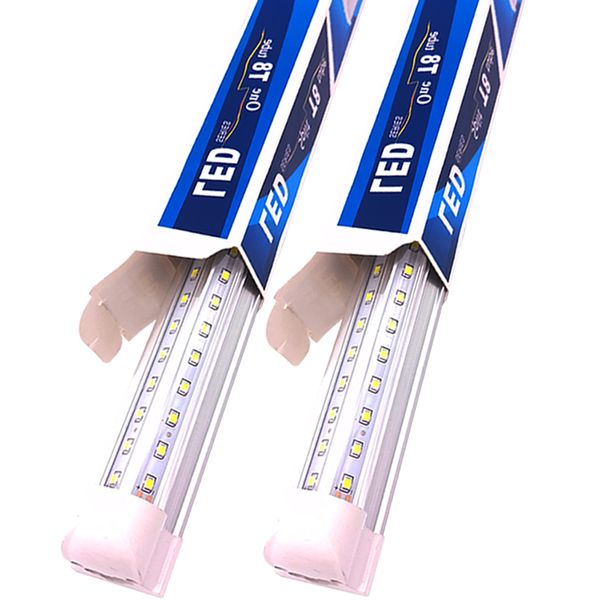 Luces de tubo LED en forma de V 2Ft 3Ft 4Ft 5Ft 6Ft 8Ft Bombilla fluorescente Súper brillante Cubierta transparente blanca T8 Integrado Perfil bajo Linkables Shop Lights oemled