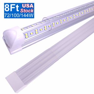 Le tube LED en forme de V allume 8 pieds 2,4 m 72 W 100 W 144 W HO F96 T8 T10 T12 ampoule lampe fluorescente super lumineuse profil bas lumières de magasin connectables au plafond intégré OEM LED