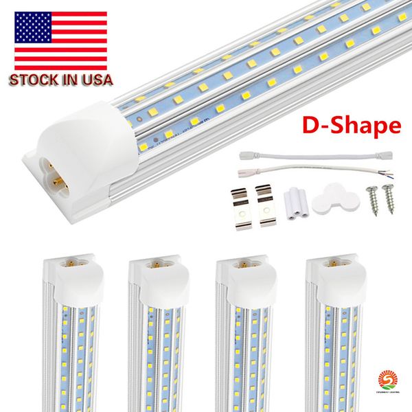 Luces de tubo LED T8 en forma de V 8 pies en forma de D 4FT 60W 8FT 120W 12000lm 2.4m Puerta de enfriador integrada Led Fluorescente Iluminación de doble resplandor