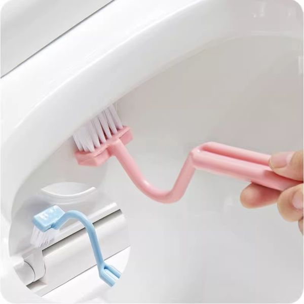 Brosse de toilette en forme de V, petite brosse de toilette, sans coin mort, brosse de nettoyage, l'artefact de salle de bain domestique peut tourner le coude des toilettes Z106